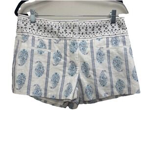 Victoria's Secret Studded Waist Paisley Floral Linen Blend Shorts Women's Size 6